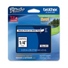 Brother - Nastro - Nero/Bianco - TZE211 - 6mm x 8mt Brother - Nastro - Nero/Bianco - TZE211 - 6mm x 8mt
