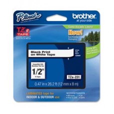 Brother - Nastro - Nero/Bianco - TZE231 - 12mm x 8mt Brother - Nastro - Nero/Bianco - TZE231 - 12mm x 8mt