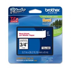 Brother - Nastro - Rosso/Bianco - TZE242 - 18mm x 8mt Brother - Nastro - Rosso/Bianco - TZE242 - 18mm x 8mt