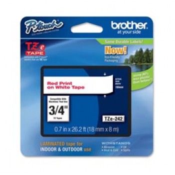 Brother - Nastro - Rosso/Bianco - TZE242 - 18mm x 8mt