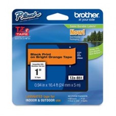 Brother - Nastro laminato fluorescente - Nero/Arancio fluo - TZEB51 - 24mm x 5mt Brother - Nastro laminato fluorescente - Nero/Arancio fluo - TZEB51 - 24mm x 5mt