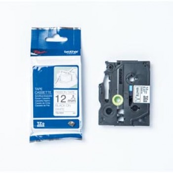 Brother - Nastro - tessuto - 12 mm - Nero su Bianco - 4m - TZER231