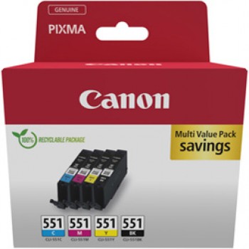 Canon - Cartuccia ink Multipack - BK/C/M/Y - CL-551 - 6509B016 Canon - Cartuccia ink Multipack - BK/C/M/Y - CL-551 - 6509B016