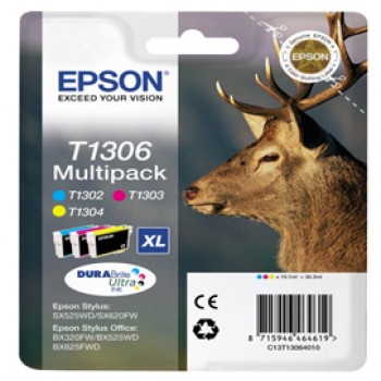 Epson - Multipack Cartuccia ink - C/M/Y - T1306 - C13T13064012 - 10,1ml cad