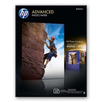Hp - Confezione da 25 Fogli Carta originale fotografica lucida 13 x 18 cm senza margini Hp Advanced - Q8696A