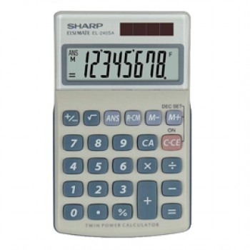Sharp - Calcolatrice tascabile - EL240SAB Bianco/Grigio - 8 cifre Sharp - Calcolatrice tascabile - EL240SAB Bianco/Grigio - 8 cifre