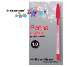 Penna a sfera con cappuccio  - punta media 1,0mm - rosso - Starline -  conf. 50 pezzi