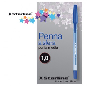 Penna a sfera con cappuccio  - punta media 1,0mm - blu - Starline -  conf. 50 pezzi