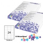 Etichette adesive - in carta - permanenti - 70 x 36 mm - 24 et/fg - 100 fogli - bianco - Starline