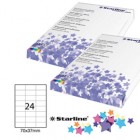 Etichette adesive - in carta - permanenti - 70 x 37 mm - 24 et/fg - 100 fogli - bianco - Starline
