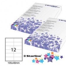 Etichette adesive - in carta - permanenti - 105 x 48 mm - 12 et/fg - 100 fogli - bianco - Starline