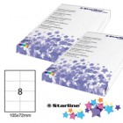 Etichette adesive - in carta - permanenti - 105 x 72 mm - 8 et/fg - 100 fogli - bianco - Starline