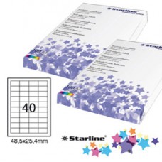 Etichette adesive - in carta - permanenti - 48,5 x 25,4 mm - 40 et/fg - 100 fogli - bianco - Starline
