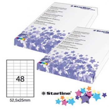 Etichette adesive - in carta - permanenti - 52,5 x 25 mm - 48 et/fg - 100 fogli - bianco - Starline