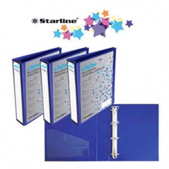 Raccoglitore personalizzabile KingShow - 4 anelli a D 25 mm - dorso 4 cm - 22x30 cm - blu - Starline