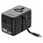 Adattatore - da viaggio universale - GaN III - con cavo USB-C retrattile - Nero - Verbatim