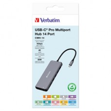 Verbatim - USB-C Pro Multiport Hub 14 Port - 32154 Verbatim - USB-C Pro Multiport Hub 14 Port - 32154