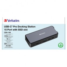 Verbatim - USB-C Pro Docking Station 15 Port - 32173 Verbatim - USB-C Pro Docking Station 15 Port - 32173