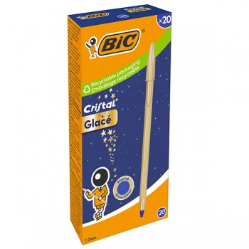 Penna sfera Cristal Glacè - 1.0 mm - fusto oro - Bic - conf. 20 pezzi