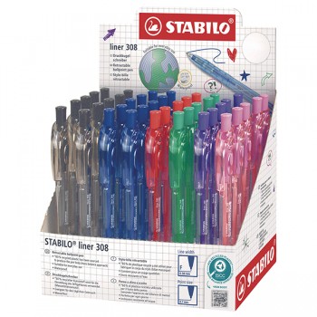 Penna a sfera Liner 308 - punta F - colori assortiti - Stabilo - expo 40 pezzi Penna a sfera Liner 308 - punta F - colori assortiti - Stabilo - expo 40 pezzi