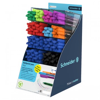 Penna sfera Vizz - punta M - colori assortiti - Schneider - expo 185 pezzi Penna sfera Vizz - punta M - colori assortiti - Schneider - expo 185 pezzi