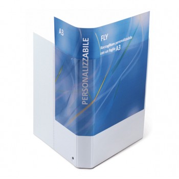 Raccoglitore personalizzabile Fly - 4 anelli a D 17 mm - dorso 5,5 cm - 22 x 30 cm - bianco - Sei Rota