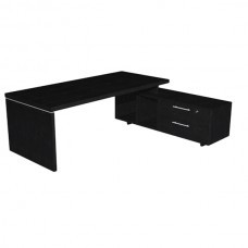Scrivania Manager Prestige - con mobile servizio reversibile - 180 x 90 x 74 cm - nero venato