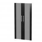 Coppia ante Prestige - per mobile medio/alto - 80 x 153,8 cm - spessore 18 mm - vetro/melaminico - nero venato