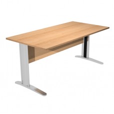 Scrivania Easy fianchi verniciati effetto cromato - lineare - 140 x 80 x 72 cm - faggio