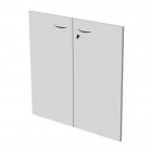 Coppia ante per libreria modulare - bassa - 76 cm - melaminico - con serratura - bianco