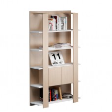 Libreria alta Concept - 5 ripiani - 100x38,6x198 cm - bianco/rovere