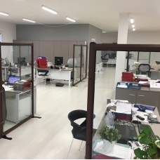 Parete protettiva igienica Evolution - da terra - bianco - con vetro di sicurezza - 150x180 cm - Star Progetti