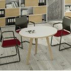 Tavolo riunione tondo Woody - diametro 80 cm - rovere / bianco