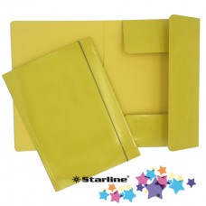 Cartellina con elastico - cartone plastificato - 3 lembi - 25x34 cm - giallo - Queen - Starline